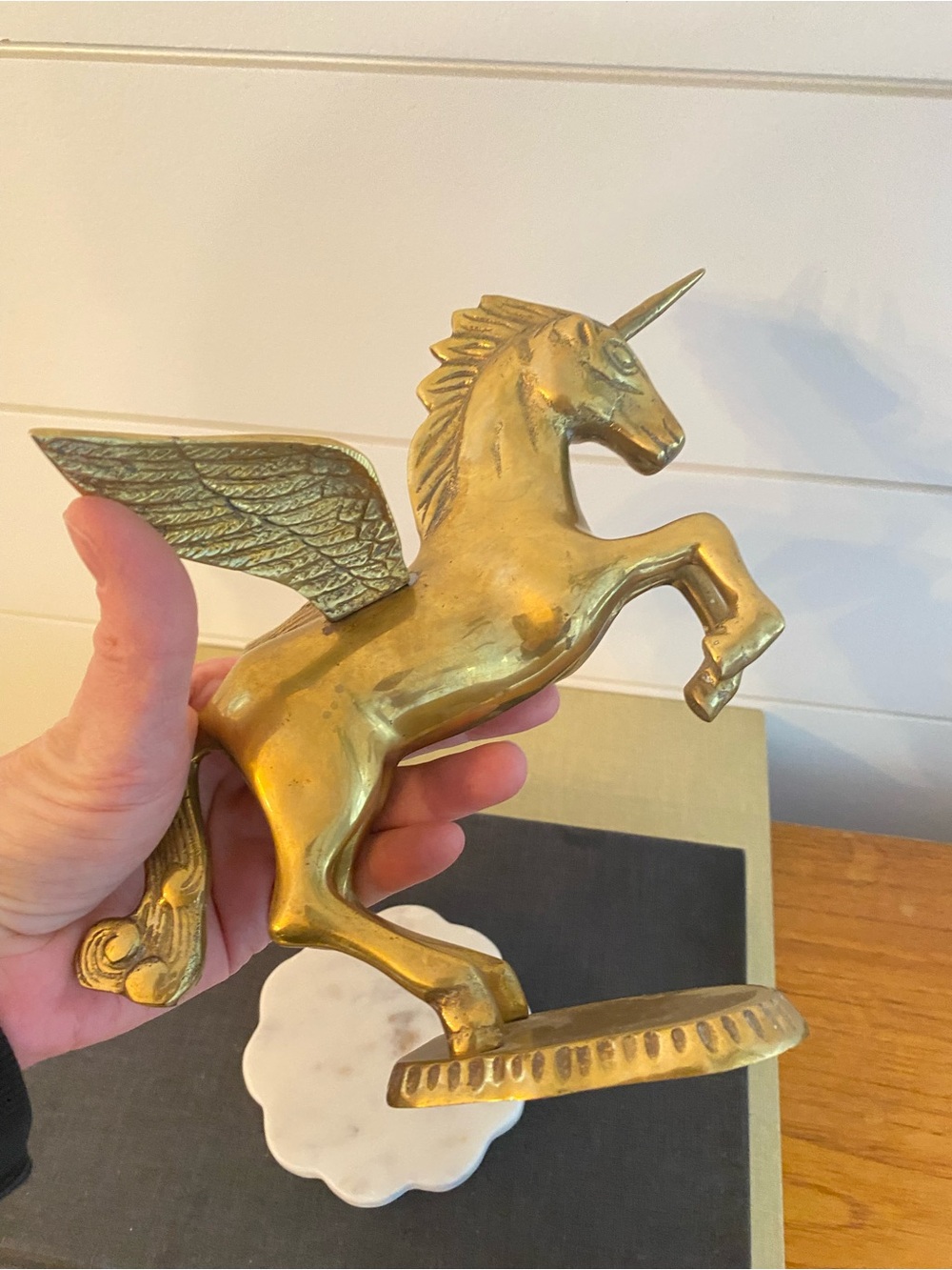 Vintage Solid Brass Winged Unicorn Pegasus Pegacorn Ethereal Mythical Creature - Picture 8 of 13
